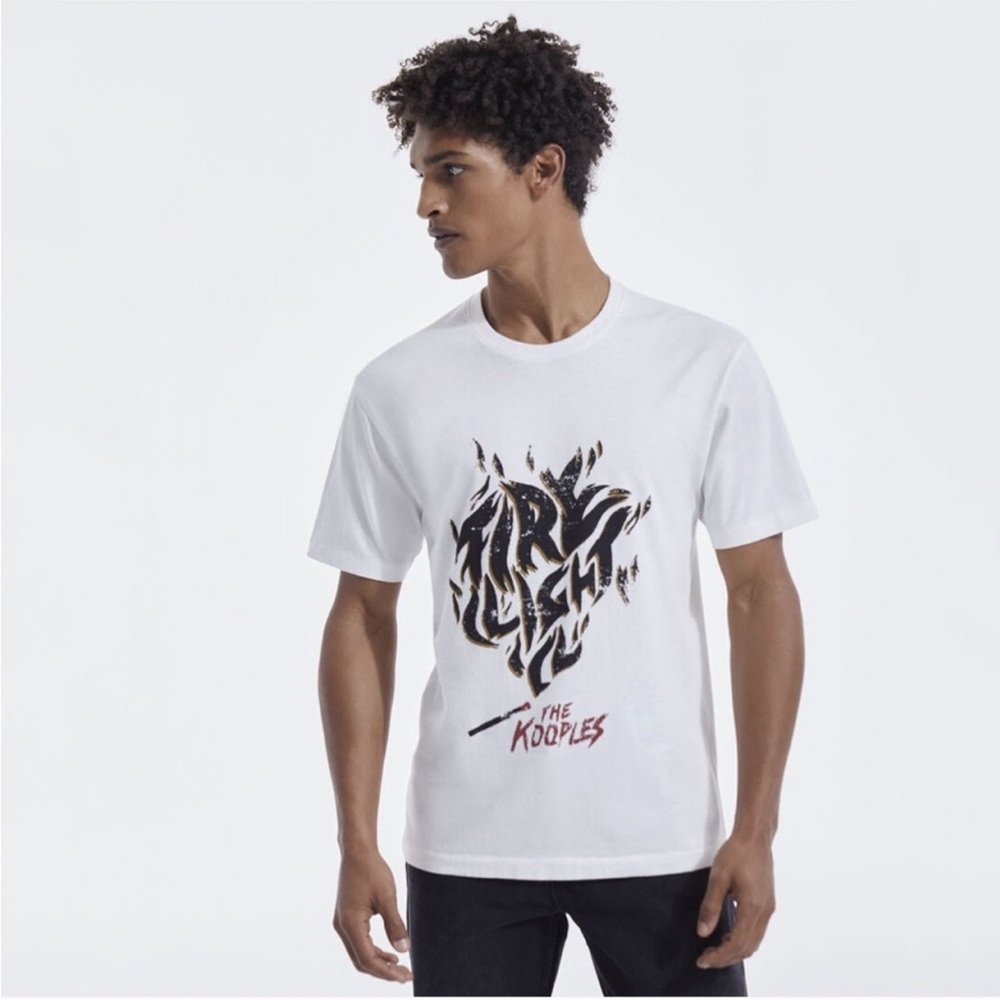 The Kooples Ecre Cotton T-Shirt With Rock Style Morif